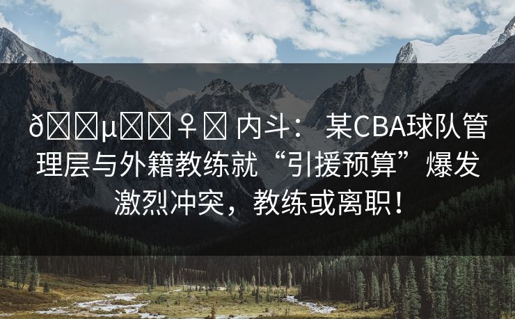 🕵️‍♀️ 内斗： 某CBA球队管理层与外籍教练就“引援预算”爆发激烈冲突，教练或离职！