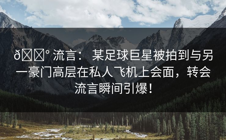 💰 流言： 某足球巨星被拍到与另一豪门高层在私人飞机上会面，转会流言瞬间引爆！