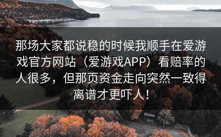 那场大家都说稳的时候我顺手在爱游戏官方网站（爱游戏APP）看赔率的人很多，但那页资金走向突然一致得离谱才更吓人！