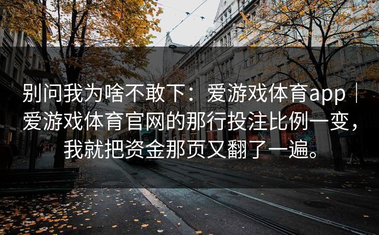别问我为啥不敢下：爱游戏体育app｜爱游戏体育官网的那行投注比例一变，我就把资金那页又翻了一遍。