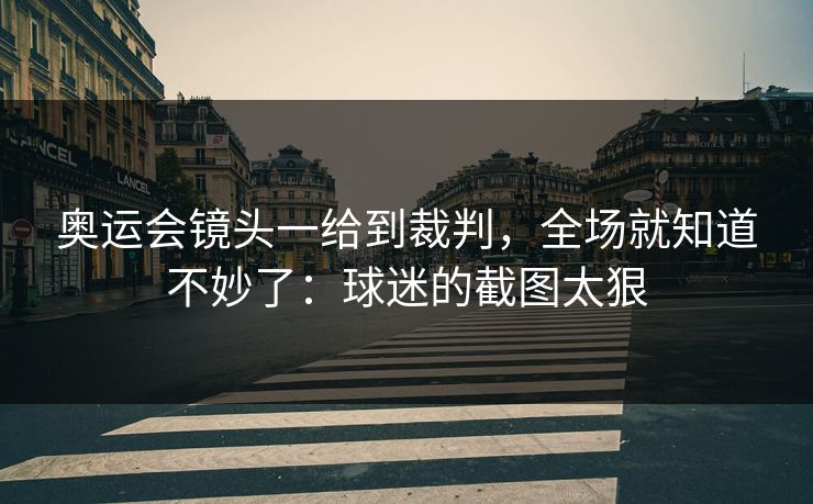 奥运会镜头一给到裁判，全场就知道不妙了：球迷的截图太狠
